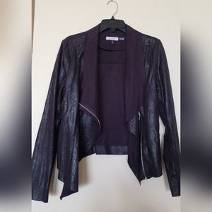 Calvin Klein Size M Black Suedette Moto Asymmetrical Jacket